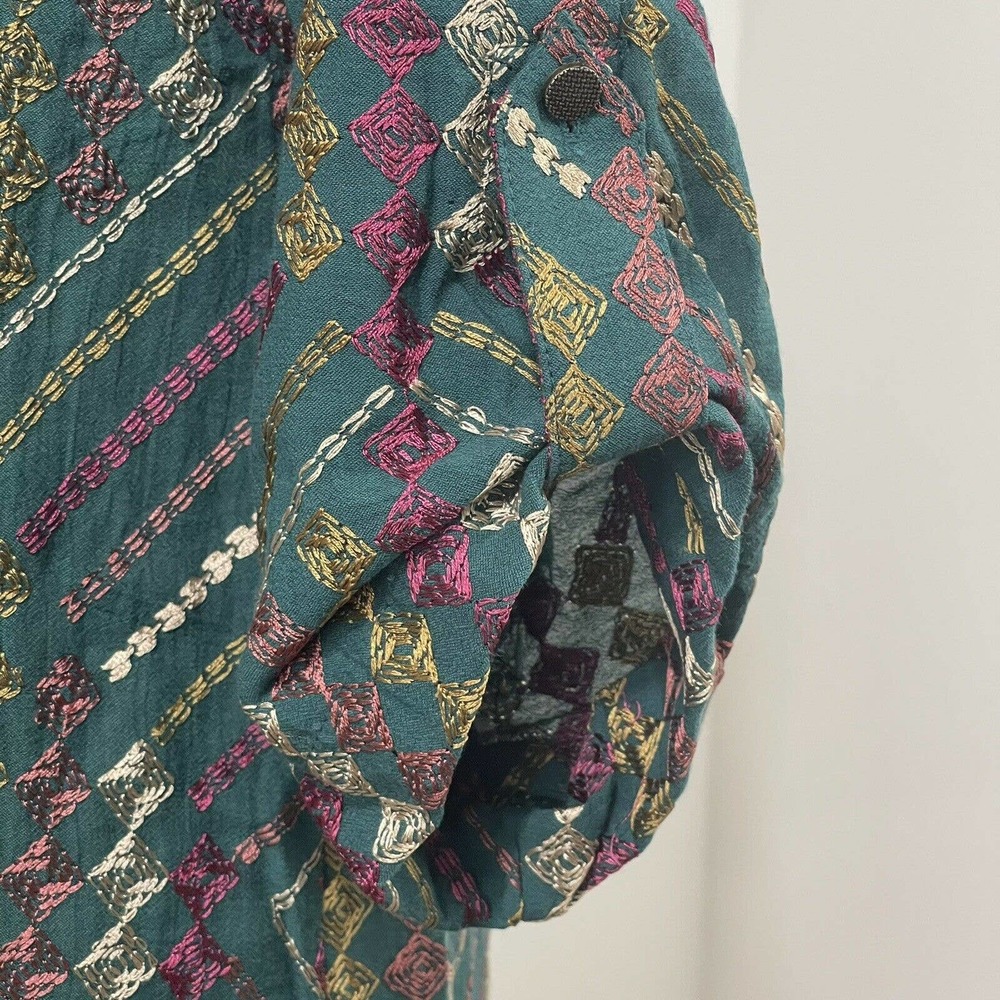 NWT Soft Surroundings Terrare Tunic Shirt Size S Green Embroidered - Picture 7 of 12